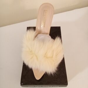 Cape Robbin Women's Furry Cream Heels